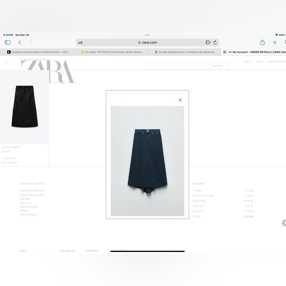 Dark blue denim skirt Zara like new